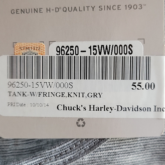 Harley Davidson Long Grey Tank Top w/ Fringe - Picture 6 of 6